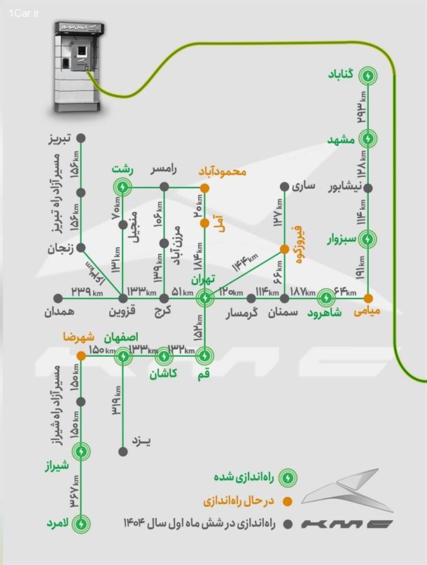 توسعه سراسری ایجاد ایستگاه‌های شارژ خودروهای برقی کرمان موتور